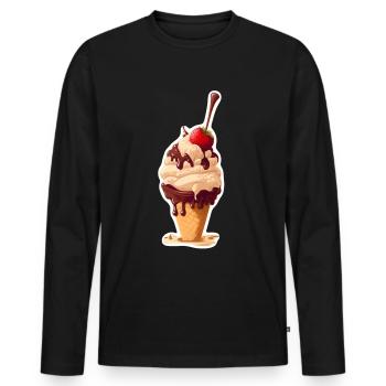 Eis Eiscreme Soft Eis Ich bin wegen dem Eis hier - Männer Premium Bio Langarmshirt - Schwarz - Vorne - Nico (187cm)