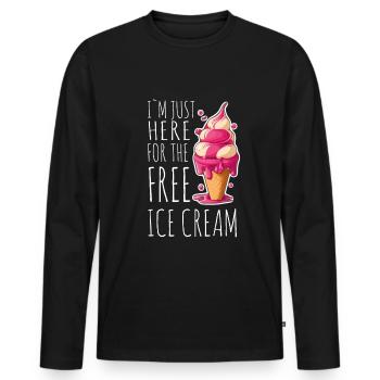 Eis Eiscreme Soft Eis Ich bin wegen dem Eis hier - Männer Premium Bio Langarmshirt - Schwarz - Vorne - Nico (187cm)
