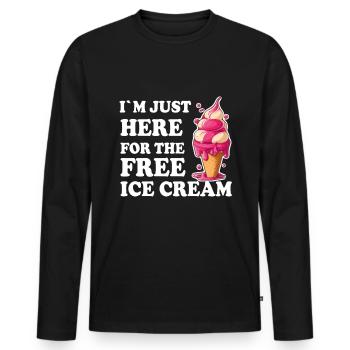 Eis Eiscreme Soft Eis Ich bin wegen dem Eis hier - Männer Premium Bio Langarmshirt - Schwarz - Vorne - Nico (187cm)
