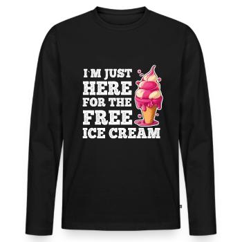 Eis Eiscreme Soft Eis Ich bin wegen dem Eis hier - Männer Premium Bio Langarmshirt - Schwarz - Vorne - Nico (187cm)