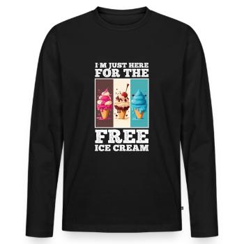 Eis Eiscreme Soft Eis Ich bin wegen dem Eis hier - Männer Premium Bio Langarmshirt - Schwarz - Vorne - Nico (187cm)