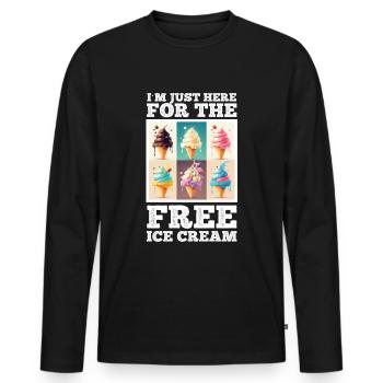 Eis Eiscreme Soft Eis Ich bin wegen dem Eis hier - Männer Premium Bio Langarmshirt - Schwarz - Vorne - Nico (187cm)