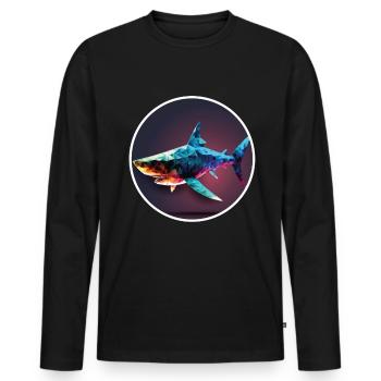 Shark Orca Polygon Geometric Underwater World Ocean - T-shirt manches longues Premium bio Homme - noir - Devant - Nico (187cm)
