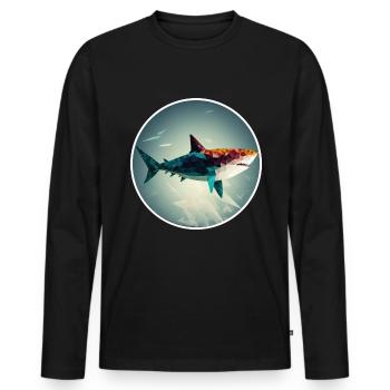 Shark Orca Polygon Geometric Underwater World Ocean - T-shirt manches longues Premium bio Homme - noir - Devant - Nico (187cm)