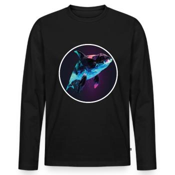 Wal Orca Polygon Geometrisch Unterwasserwelt Ozean - Männer Premium Bio Langarmshirt - Schwarz - Vorne - Nico (187cm)