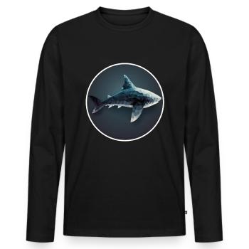 Shark Orca Polygon Geometric Underwater World Ocean - T-shirt manches longues Premium bio Homme - noir - Devant - Nico (187cm)