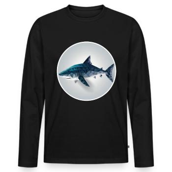 Shark Orca Polygon Geometric Underwater World Ocean - T-shirt manches longues Premium bio Homme - noir - Devant - Nico (187cm)