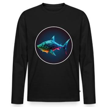 Shark Orca Polygon Geometric Underwater World Ocean - T-shirt manches longues Premium bio Homme - noir - Devant - Nico (187cm)