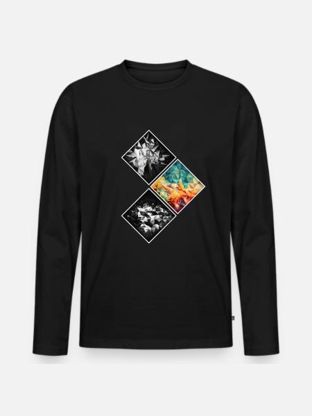 Polygon Geometric Abstract Heart - Men's Premium Organic Long Sleeve Shirt - black