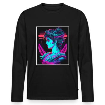 Vaporwave Griechische Mythologie Gott Neon Olymp - Männer Premium Bio Langarmshirt - Schwarz - Vorne - Nico (187cm)