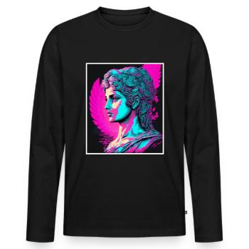 Vaporwave Griechische Mythologie Gott Neon Olymp - Männer Premium Bio Langarmshirt - Schwarz - Vorne - Nico (187cm)