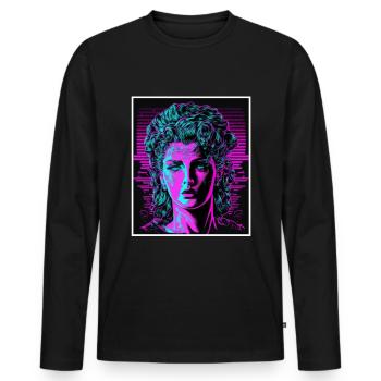 Vaporwave Griechische Mythologie Gott Neon Olymp - Männer Premium Bio Langarmshirt - Schwarz - Vorne - Nico (187cm)