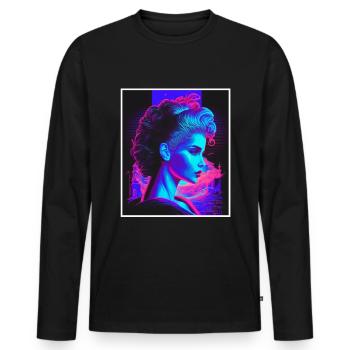 Vaporwave Griechische Mythologie Gott Neon Olymp - Männer Premium Bio Langarmshirt - Schwarz - Vorne - Nico (187cm)