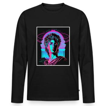 Vaporwave Griechische Mythologie Gott Neon Olymp - Männer Premium Bio Langarmshirt - Schwarz - Vorne - Nico (187cm)