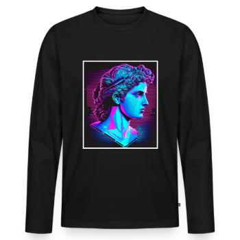 Vaporwave Griechische Mythologie Gott Neon Olymp - Männer Premium Bio Langarmshirt - Schwarz - Vorne - Nico (187cm)