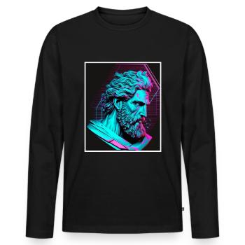 Vaporwave Griechische Mythologie Gott Neon Olymp - Männer Premium Bio Langarmshirt - Schwarz - Vorne - Nico (187cm)