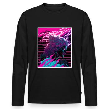 Vaporwave Griechische Mythologie Gott Neon Olymp - Männer Premium Bio Langarmshirt - Schwarz - Vorne - Nico (187cm)