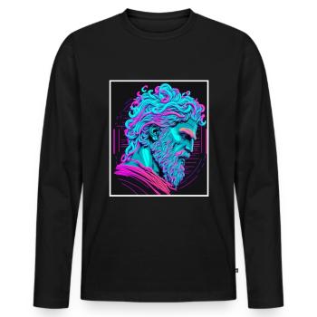 Vaporwave Griechische Mythologie Gott Neon Olymp - Männer Premium Bio Langarmshirt - Schwarz - Vorne - Nico (187cm)