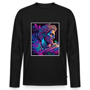 Vaporwave Griechische Mythologie Gott Neon Olymp - Männer Premium Bio Langarmshirt - Schwarz - Vorne - Nico (187cm)