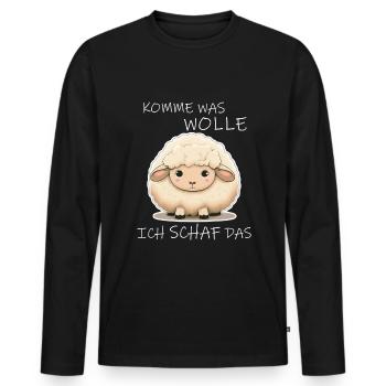 Komme Was Wolle Ich Schaf Das Depression Schäfchen - Männer Premium Bio Langarmshirt - Schwarz - Vorne - Nico (187cm)