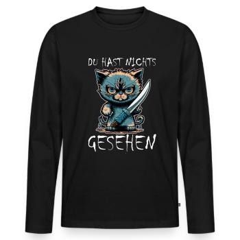 Du hast nichts gesehen Katze Messer Kätzchen - Männer Premium Bio Langarmshirt - Schwarz - Vorne - Nico (187cm)