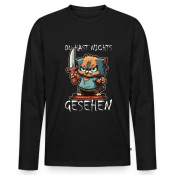 Du hast nichts gesehen Katze Messer Kätzchen - Männer Premium Bio Langarmshirt - Schwarz - Vorne - Nico (187cm)