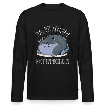 Das Dickerchen macht ein Nickerchen Katze Schlafen - Männer Premium Bio Langarmshirt - Schwarz - Vorne - Nico (187cm)