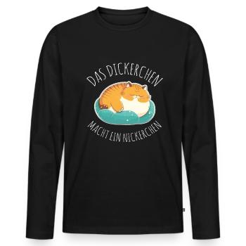 Das Dickerchen macht ein Nickerchen Katze Schlafen - Männer Premium Bio Langarmshirt - Schwarz - Vorne - Nico (187cm)