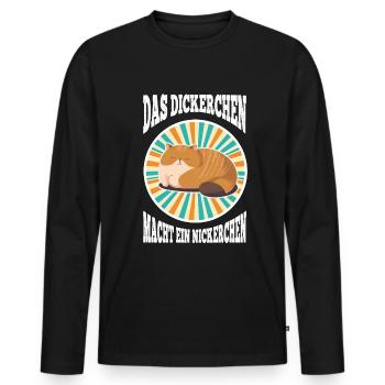 Das Dickerchen macht ein Nickerchen Katze Schlafen - Männer Premium Bio Langarmshirt - Schwarz - Vorne - Nico (187cm)