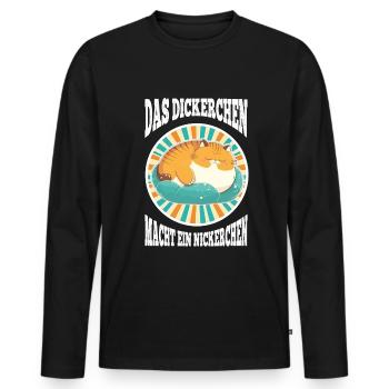 Das Dickerchen macht ein Nickerchen Katze Schlafen - Männer Premium Bio Langarmshirt - Schwarz - Vorne - Nico (187cm)