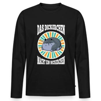 Das Dickerchen macht ein Nickerchen Katze Schlafen - Männer Premium Bio Langarmshirt - Schwarz - Vorne - Nico (187cm)