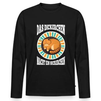Das Dickerchen macht ein Nickerchen Katze Schlafen - Männer Premium Bio Langarmshirt - Schwarz - Vorne - Nico (187cm)