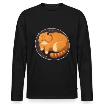 Sleeping Fat Cat Chemise de sommeil Chemise en câlin - T-shirt manches longues Premium bio Homme - noir - Devant - Nico (187cm)