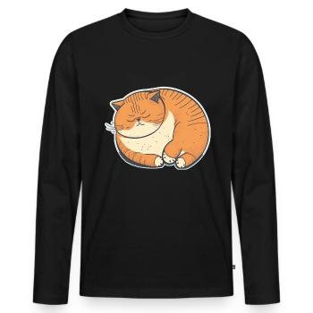 Sleeping Fat Cat Chemise de sommeil Chemise en câlin - T-shirt manches longues Premium bio Homme - noir - Devant - Nico (187cm)