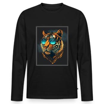 Bengalischer Tiger Katze Boss Chef Raubkatze - Männer Premium Bio Langarmshirt - Schwarz - Vorne - Nico (187cm)