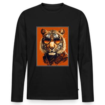 Bengalischer Tiger Katze Boss Chef Raubkatze - Männer Premium Bio Langarmshirt - Schwarz - Vorne - Nico (187cm)