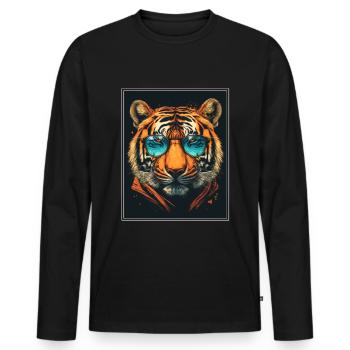 Bengalischer Tiger Katze Boss Chef Raubkatze - Männer Premium Bio Langarmshirt - Schwarz - Vorne - Nico (187cm)