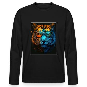 Bengal Tiger Cat Boss Chef Big Cat Neon - Men's Premium Organic Long Sleeve Shirt - black - Front - Nico (187cm)