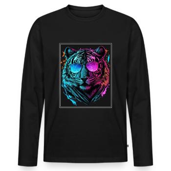 Bengal Tiger Cat Boss Chef Big Cat Neon - T-shirt manches longues Premium bio Homme - noir - Devant - Nico (187cm)