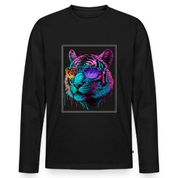 Bengal Tiger Cat Boss Chef Big Cat Neon - T-shirt manches longues Premium bio Homme - noir - Devant - Nico (187cm)