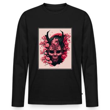 Japanisch Japan Kischblüte Dämon Abstrakt Neon - Männer Premium Bio Langarmshirt - Schwarz - Vorne - Nico (187cm)