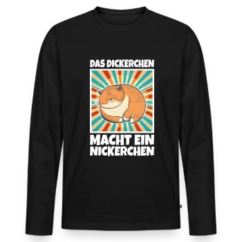 Das Dickerchen macht ein Nickerchen Katze Schlafen - Männer Premium Bio Langarmshirt - Schwarz - Vorne - Nico (187cm)