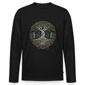 Arbre de vie Vikings celtiques - T-shirt manches longues Premium bio Homme - noir - Devant - Nico (187cm)