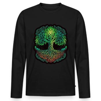 Arbre de vie Vikings celtiques - T-shirt manches longues Premium bio Homme - noir - Devant - Nico (187cm)