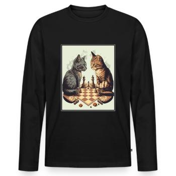 Cats Chess Kitten Chess Player Queen King - Men's Premium Organic Long Sleeve Shirt - black - Front - Nico (187cm)