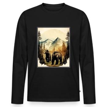 Bear Environment Forest Mountains Environmental protection Species protection - Men's Premium Organic Long Sleeve Shirt - black - Front - Nico (187cm)