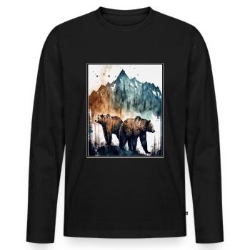 Bear Environment Forest Mountains Environmental protection Species protection - Men's Premium Organic Long Sleeve Shirt - black - Front - Nico (187cm)