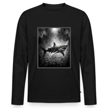 Requin Biologie marine Protection de l’environnement Conservation des espèces - T-shirt manches longues Premium bio Homme - noir - Devant - Nico (187cm)