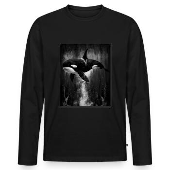Orques baleines Biologie marine Protection de l’environnement Protection des espèces - T-shirt manches longues Premium bio Homme - noir - Devant - Nico (187cm)