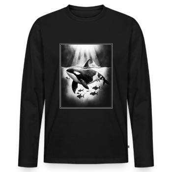 Baleine Orque Biologie marine Protection de l’environnement Conservation des espèces - T-shirt manches longues Premium bio Homme - noir - Devant - Nico (187cm)